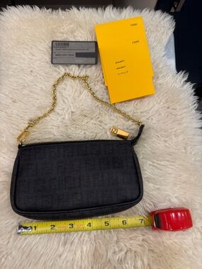 Fendi canvas Zucchin pochette with gold hardware